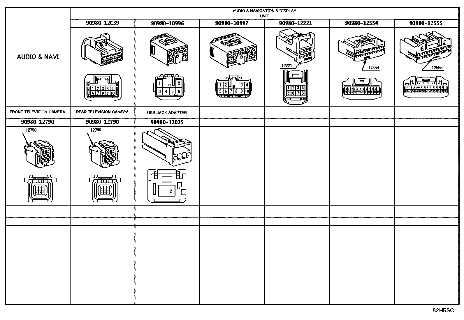 Toyota HILUX 线束和卡夹 EPC diagram — 82H5SC