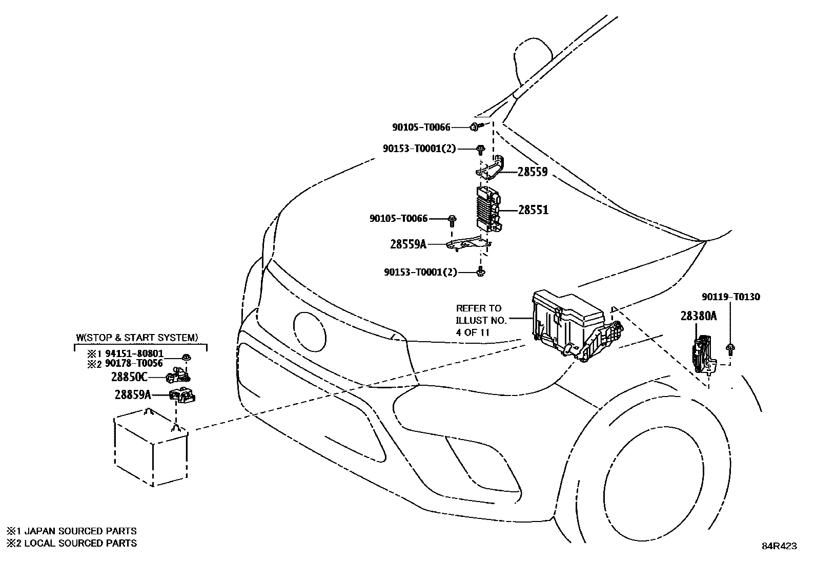 Toyota HILUX 开关和继电器和ECU EPC diagram — 84R423