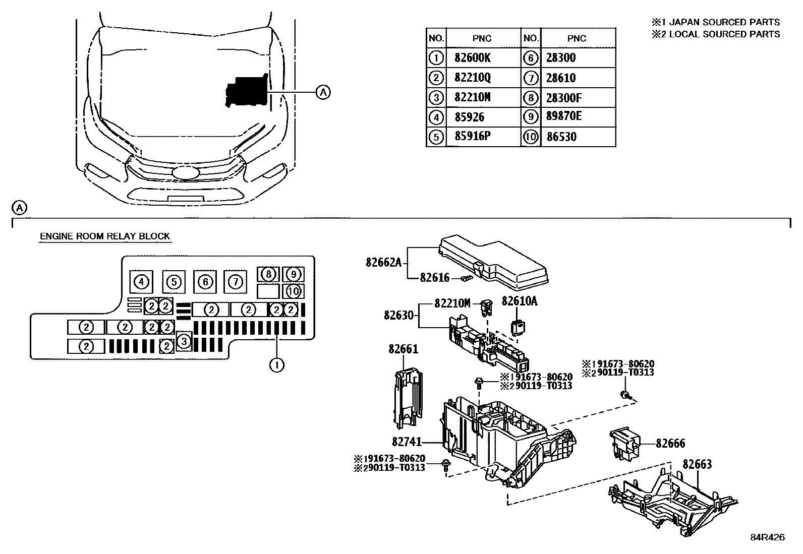 Toyota HILUX 开关和继电器和ECU EPC diagram — 84R426