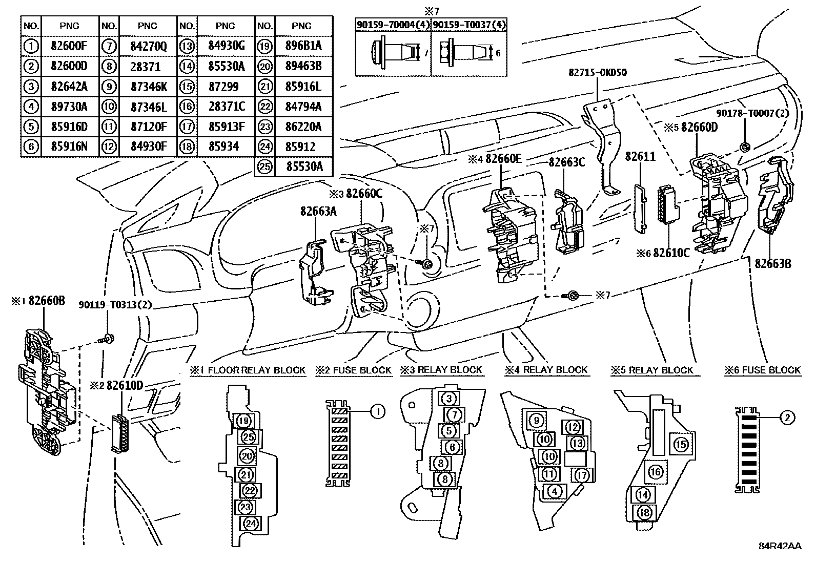Toyota HILUX 开关和继电器和ECU EPC diagram — 84R42AA