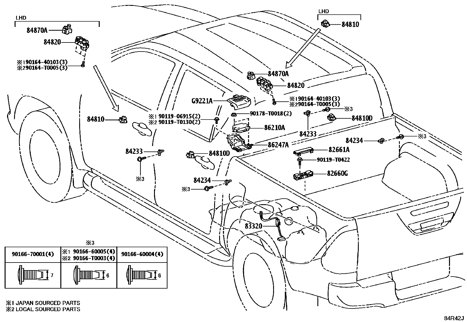 Toyota HILUX 开关和继电器和ECU EPC diagram — 84R42J