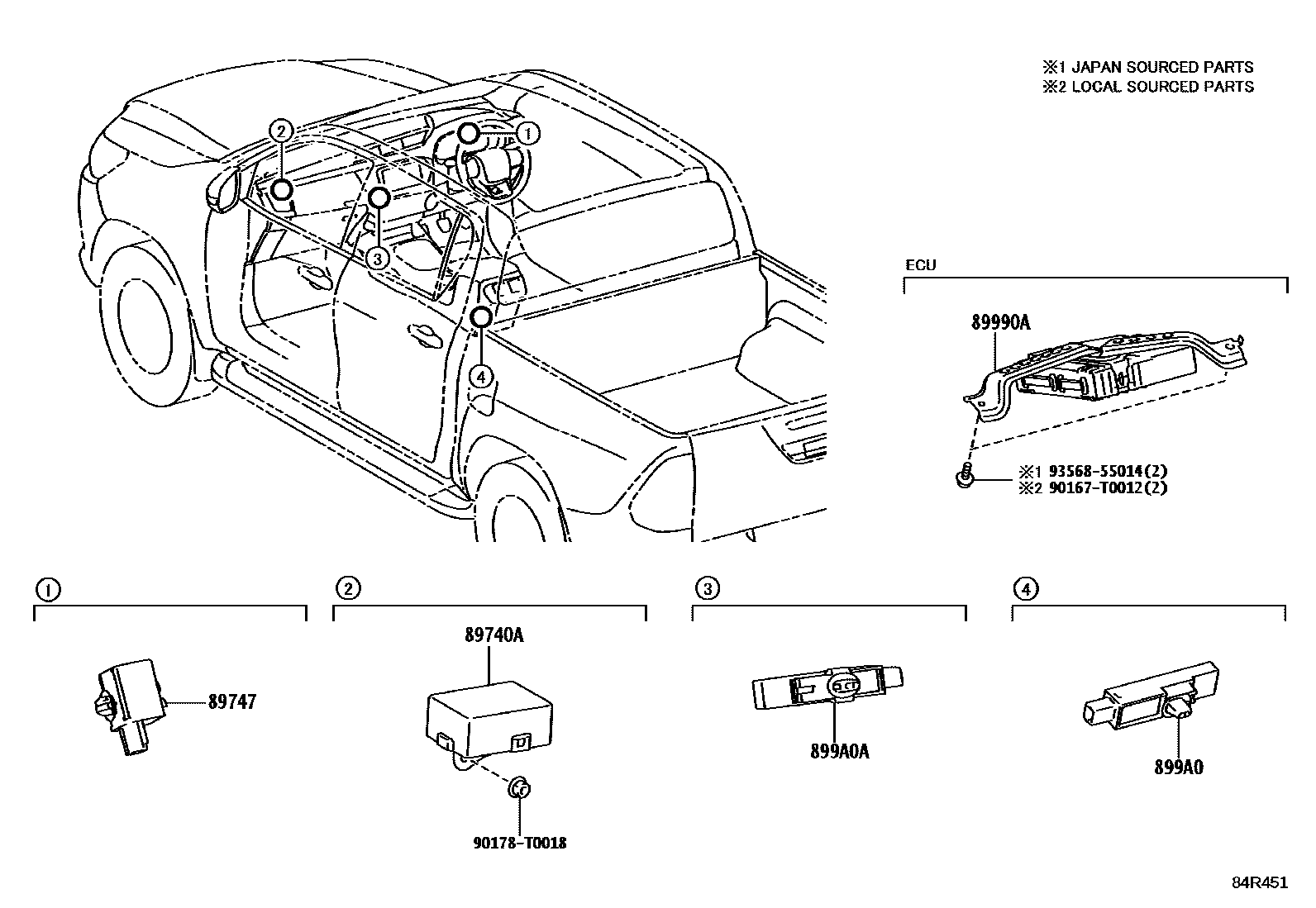 Toyota HILUX 遥控门锁 EPC diagram — 84R451