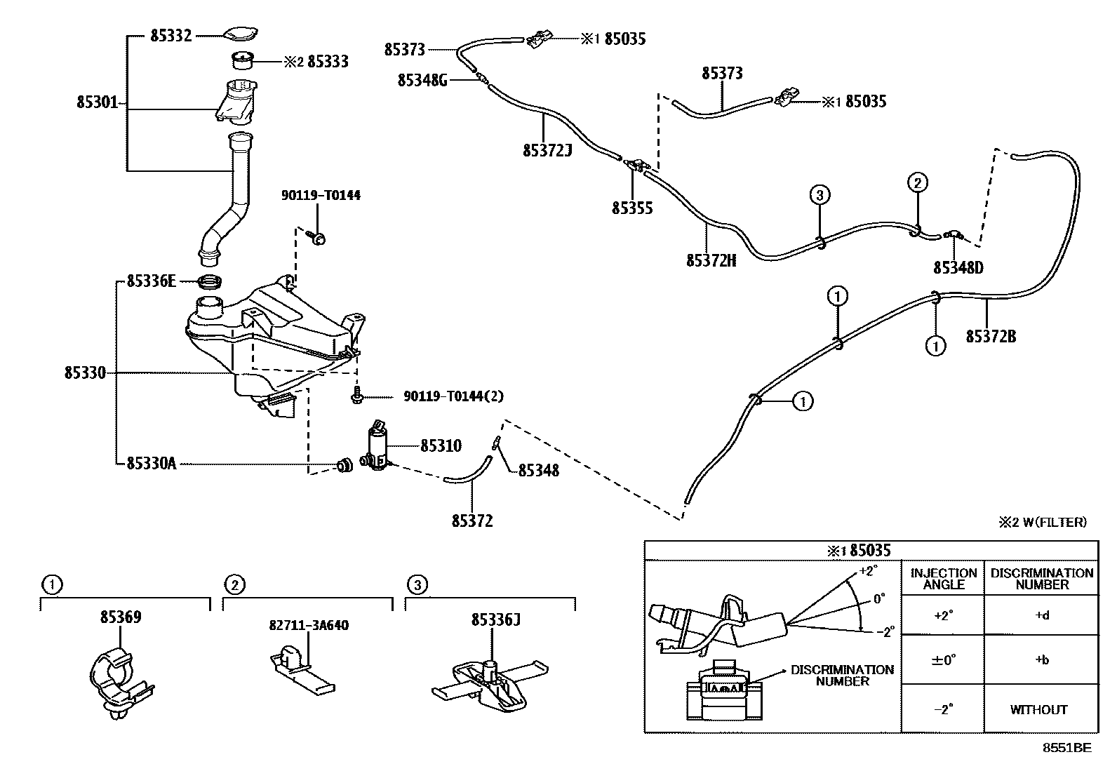 Toyota HILUX 挡风玻璃清洗器 EPC diagram — 8551BE