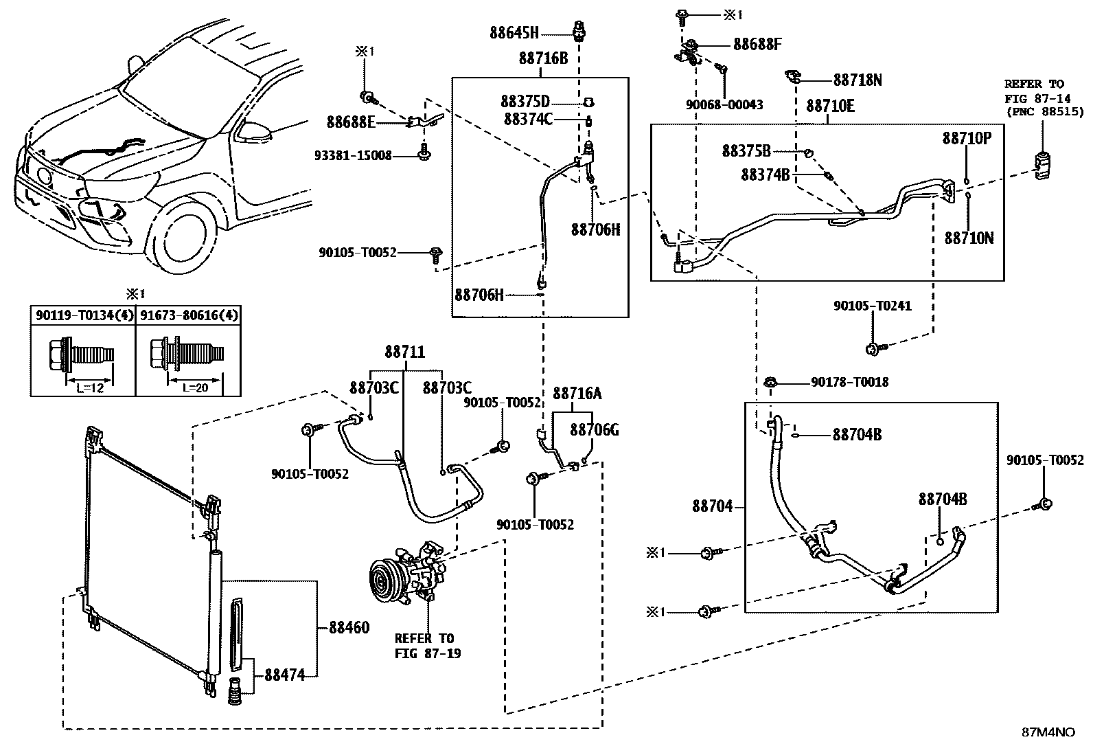 Toyota HILUX Heating & Air Conditioning - Cooler Piping EPC diagram — 87M4NO
